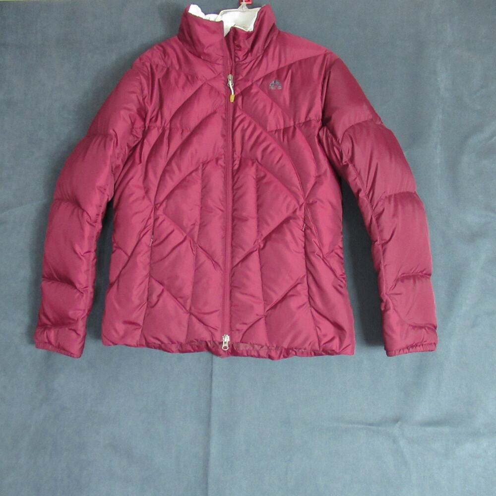 Nike ACG 3 Jacket Womens Large Red Down Quilted Outer Layer Full Zip Winter Coat